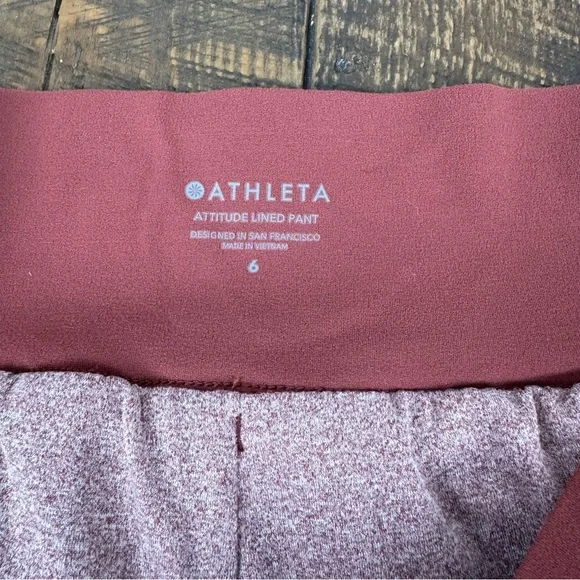 Athleta Attitude Lined Pants Size 6 Rose Mauve Ruched Joggers Cozy - Picture 5 of 9